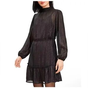 NWT Loft women Petite Smocked Neck Tiered Swing Dress $99